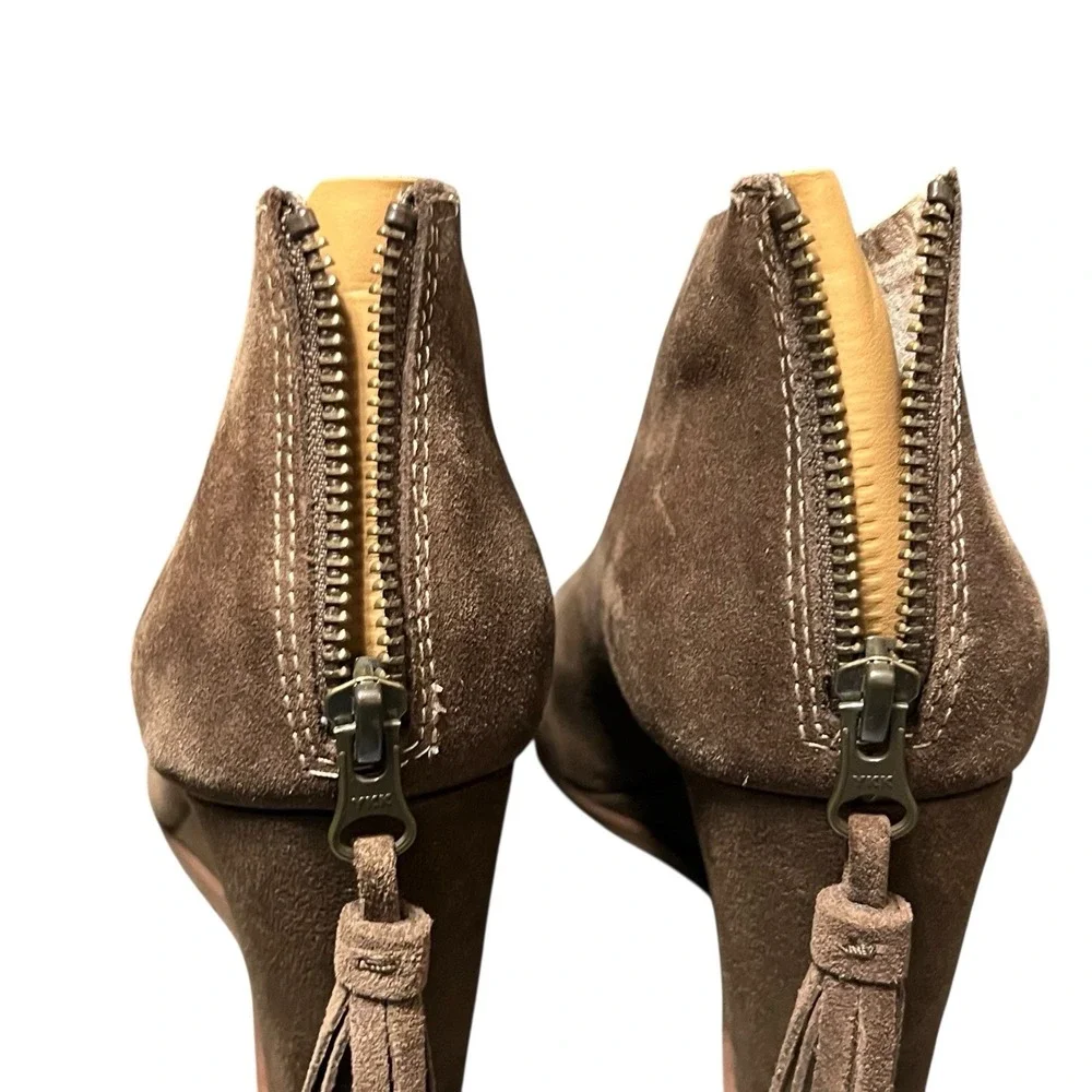 Korks Kork Ease Suede Wedge Ankle Booties Womens 8 Brown Taupe Haldor Back Zip